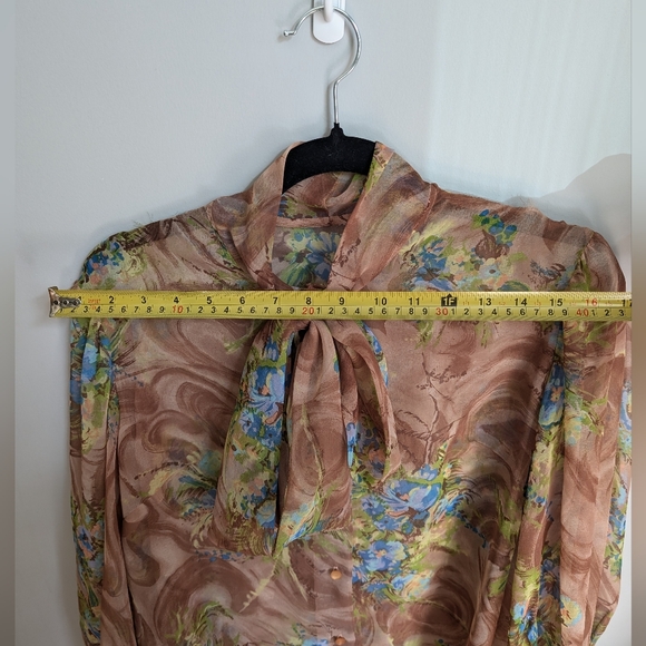 No tag, brown and blue blouse - Picture 3 of 4
